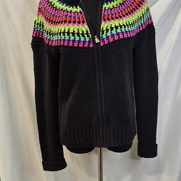 Ralph Lauren Active Sweater Cardigan Rainbow Striped Colorful Retro Zip Large - Picture 9 of 10